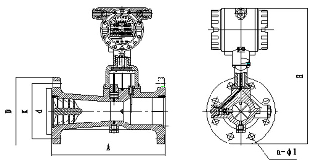 dn150旋進(jìn)旋渦流量計外形圖