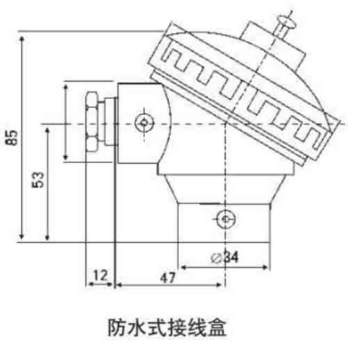 法蘭式熱電阻防水接線(xiàn)盒結構圖